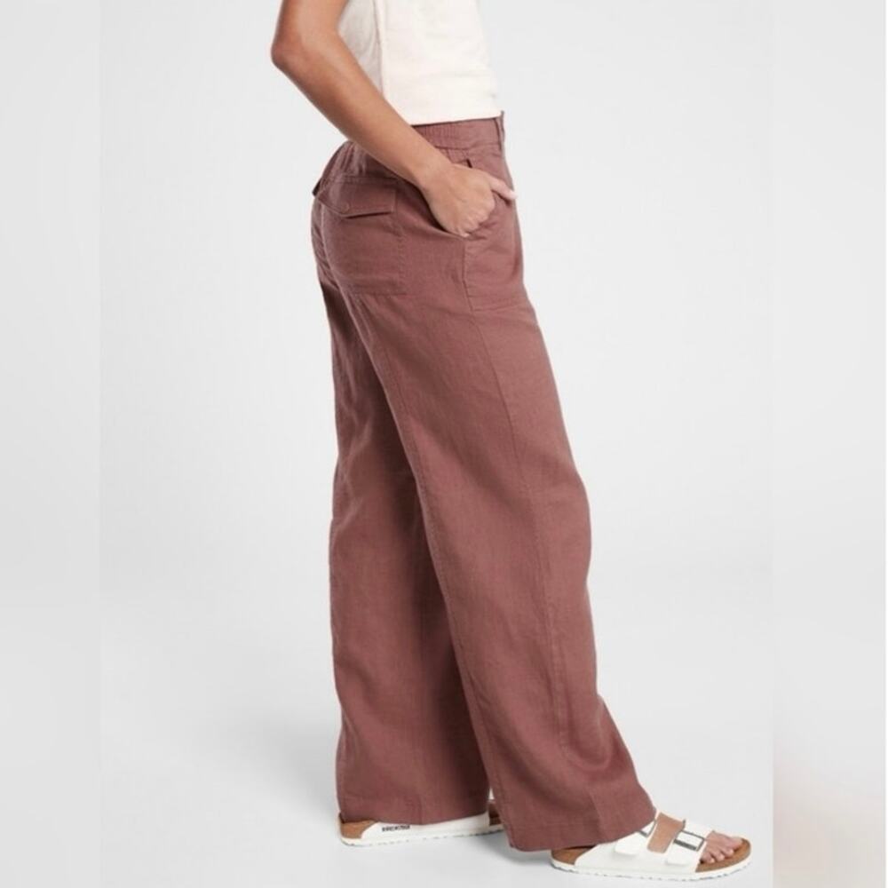 Athleta NWT Cabo Retreat Linen Hearth Rose Pink Pant Size 10 Tall - Picture 2 of 13